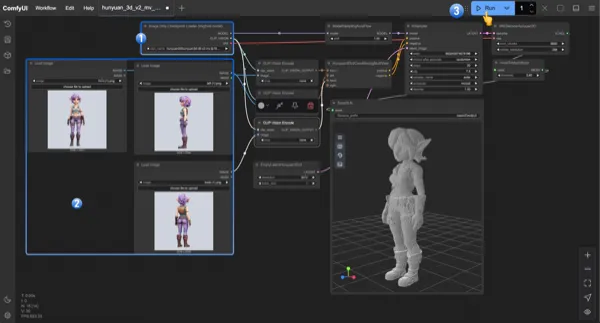 ComfyUI 3D模型生成工作流界面